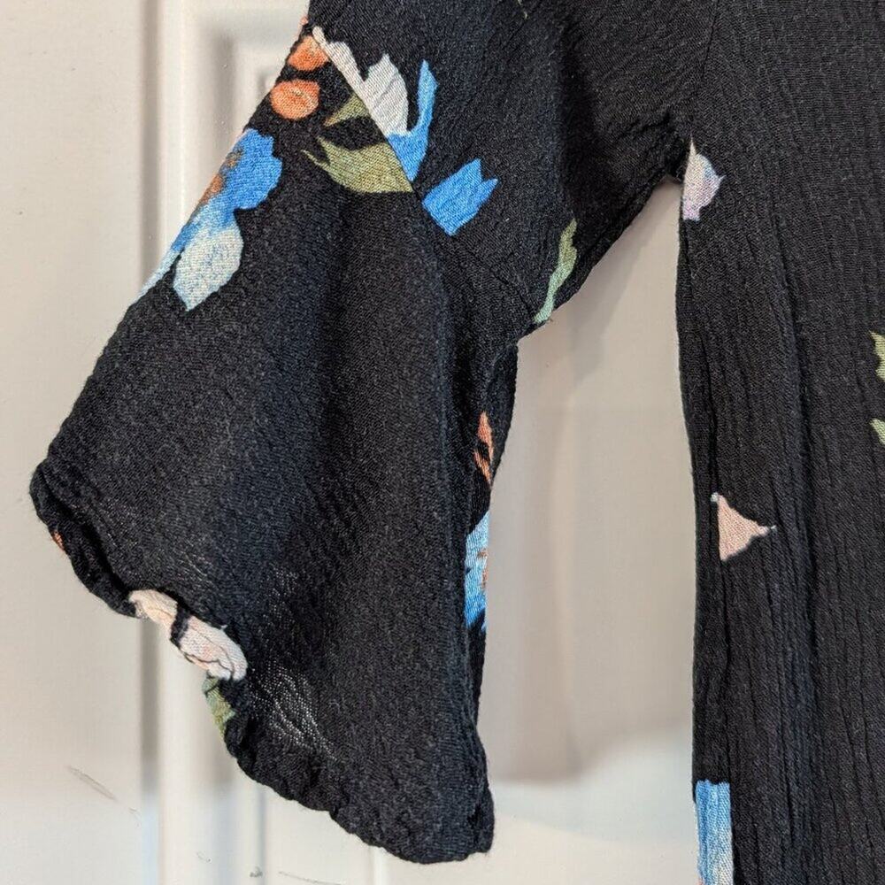 O'Neill Girls Black Floral Crinkle Dress Size M 10/12 Tie Back Boho Beach - Picture 6 of 8